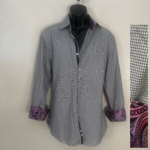 Michelson's London Contrast Long Sleeve Shirt Large Gently worn 100% cotton